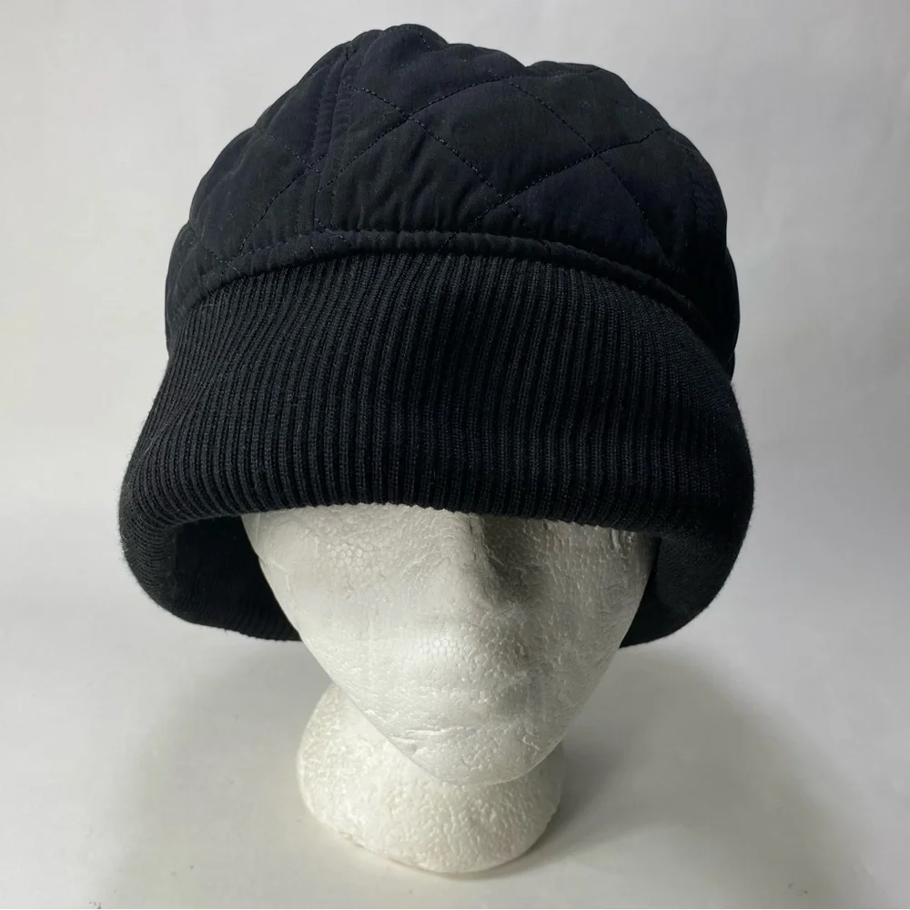 Paul Galvin Black Quilted Ribbed Cap One Size